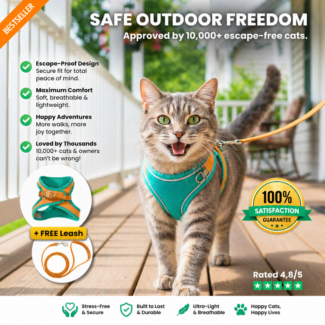 Escape-Proof Cat Harness and Leash Set