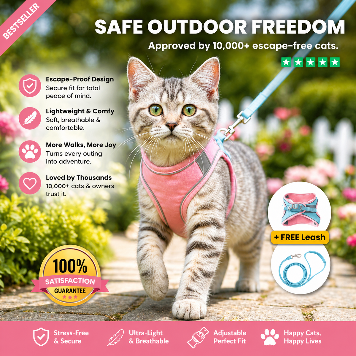 Escape-Proof Cat Harness and Leash Set