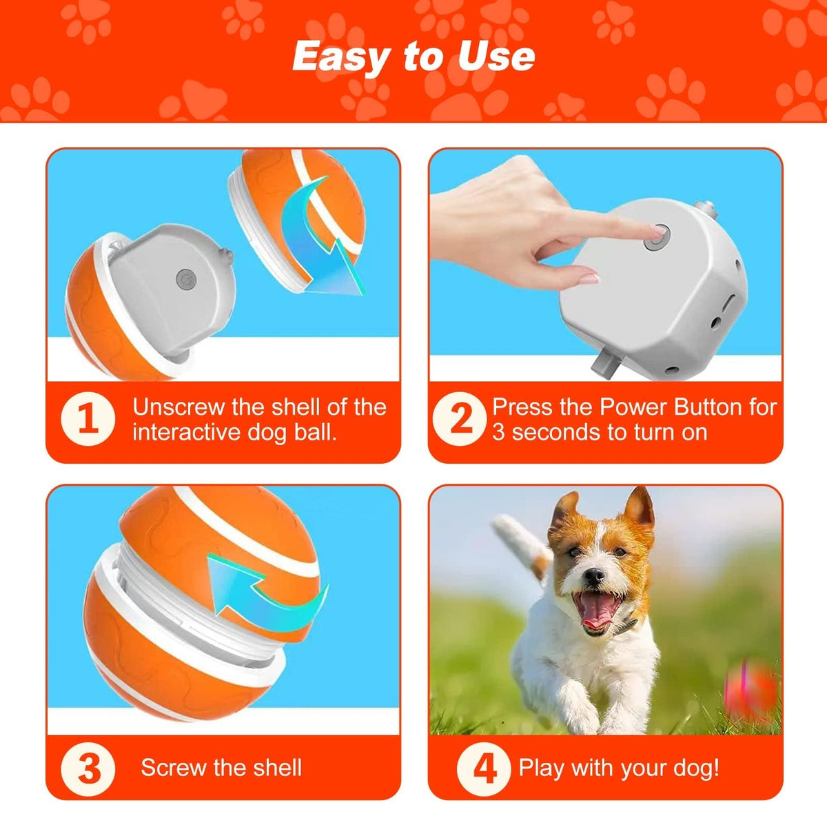 Motion-Activated Bouncing Ball Dog Toy