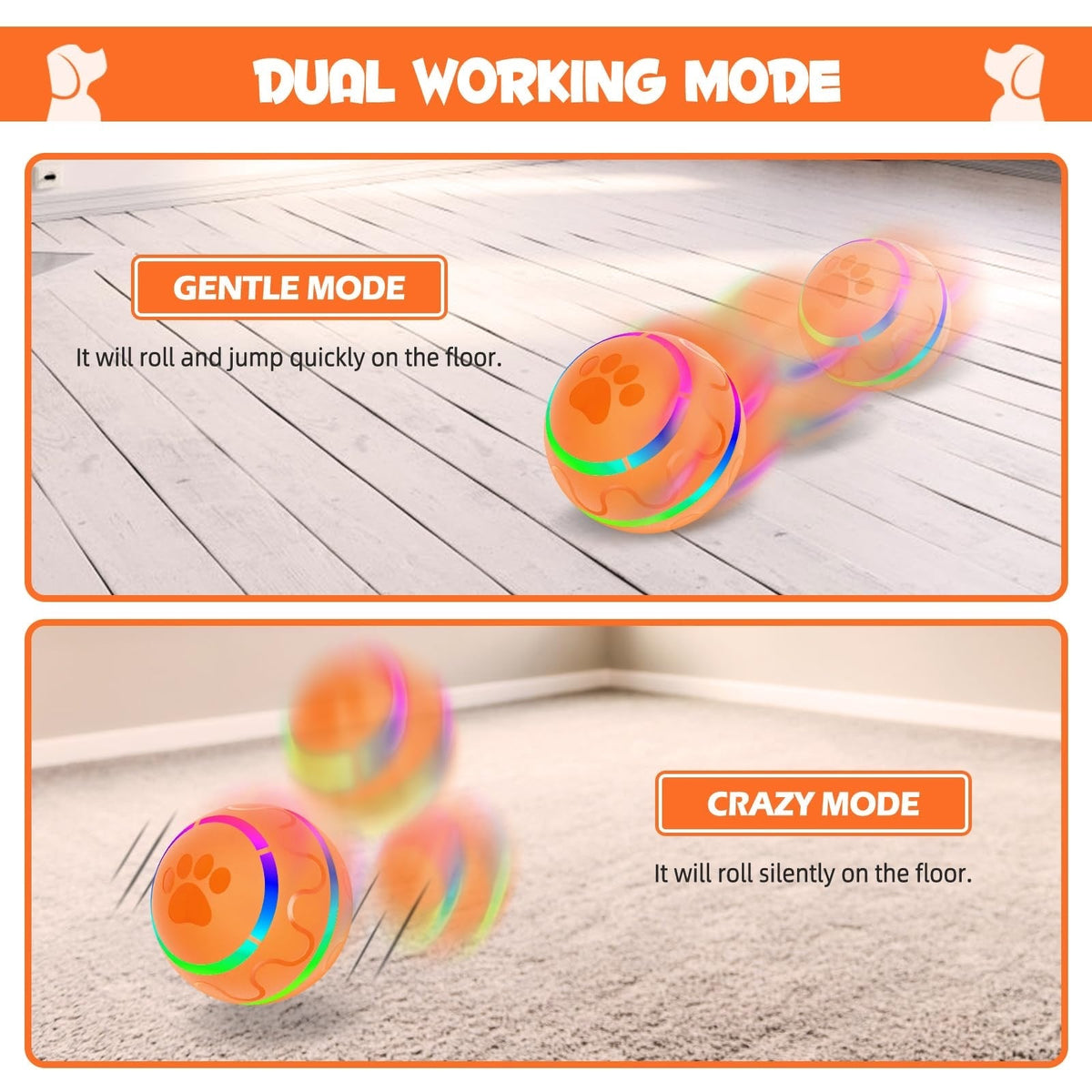 Motion-Activated Bouncing Ball Dog Toy