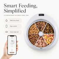 Automatic 6-Meal Cat Feeder for Wet and Dry Food, Wireless Timed Pet Food Dispenser with Touch Control Panel for Cats and Small Dogs