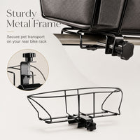 Dog Bike Basket Carrier with Rear Rack Mount, Portable Small Pet Bicycle Basket with Metal Frame