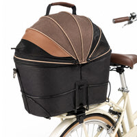 Dog Bike Basket Carrier with Rear Rack Mount, Portable Small Pet Bicycle Basket with Metal Frame