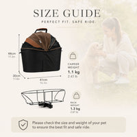 Dog Bike Basket Carrier with Rear Rack Mount, Portable Small Pet Bicycle Basket with Metal Frame