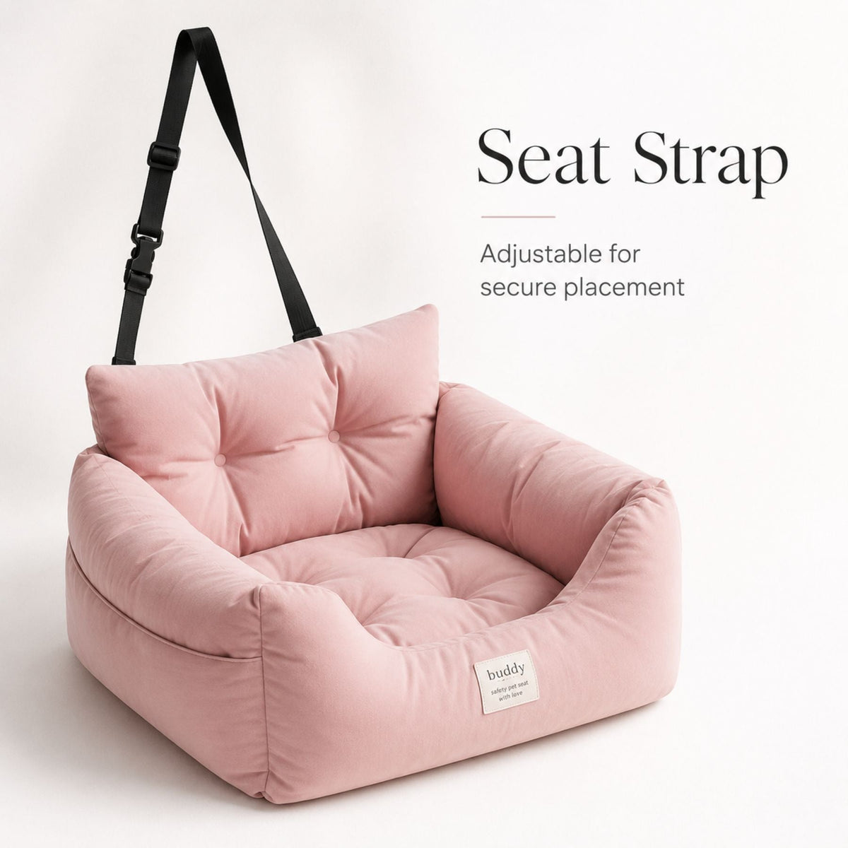 Dog Car Seat Bed with Secure Strap, Portable Pet Booster Seat for Small Dogs and Cats