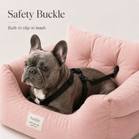 Dog Car Seat Bed with Secure Strap, Portable Pet Booster Seat for Small Dogs and Cats
