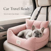 Dog Car Seat Bed with Secure Strap, Portable Pet Booster Seat for Small Dogs and Cats