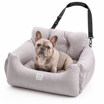 Dog Car Seat Bed with Secure Strap, Portable Pet Booster Seat for Small Dogs and Cats