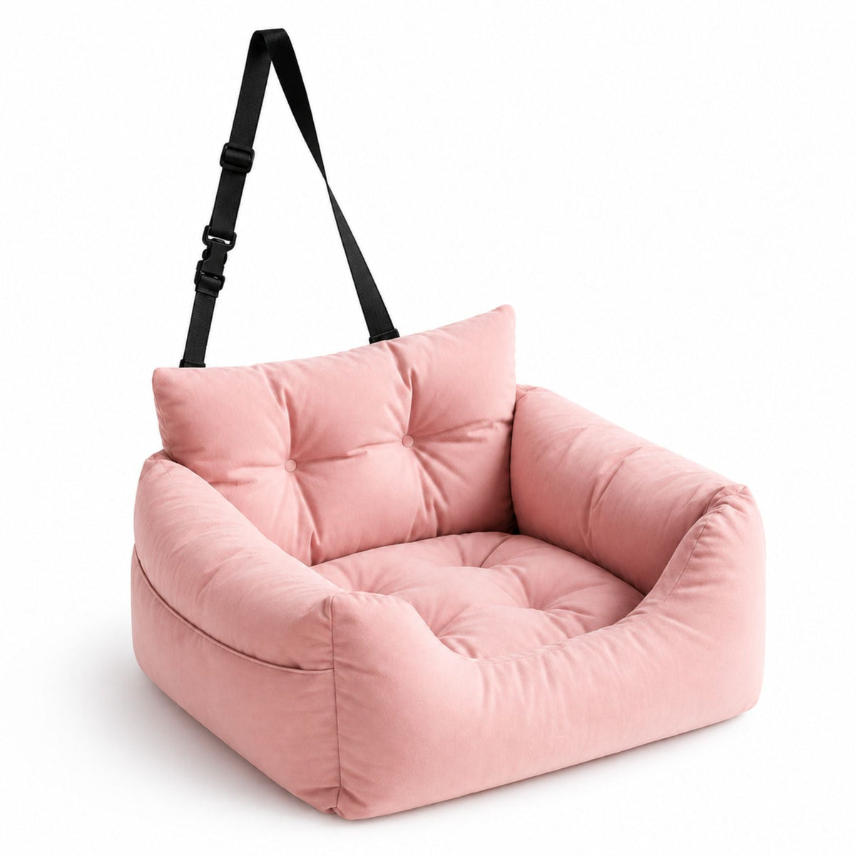 Dog Car Seat Bed with Secure Strap, Portable Pet Booster Seat for Small Dogs and Cats