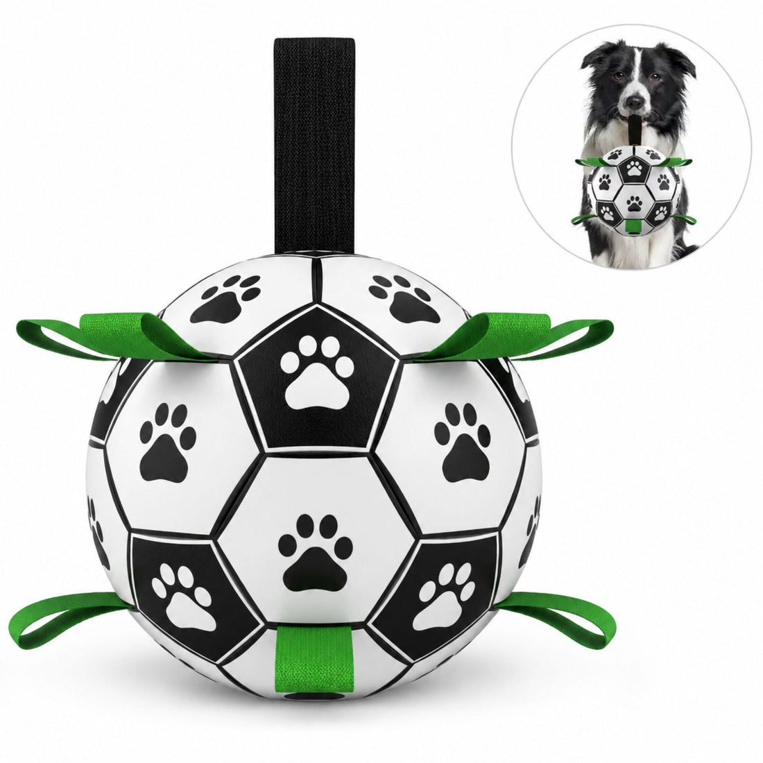 Dog Soccer Ball Toy with Straps for Fetch, Tug and Outdoor Play – Interactive Dog Ball