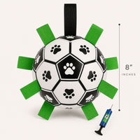 Dog Soccer Ball Toy with Straps for Fetch, Tug and Outdoor Play – Interactive Dog Ball
