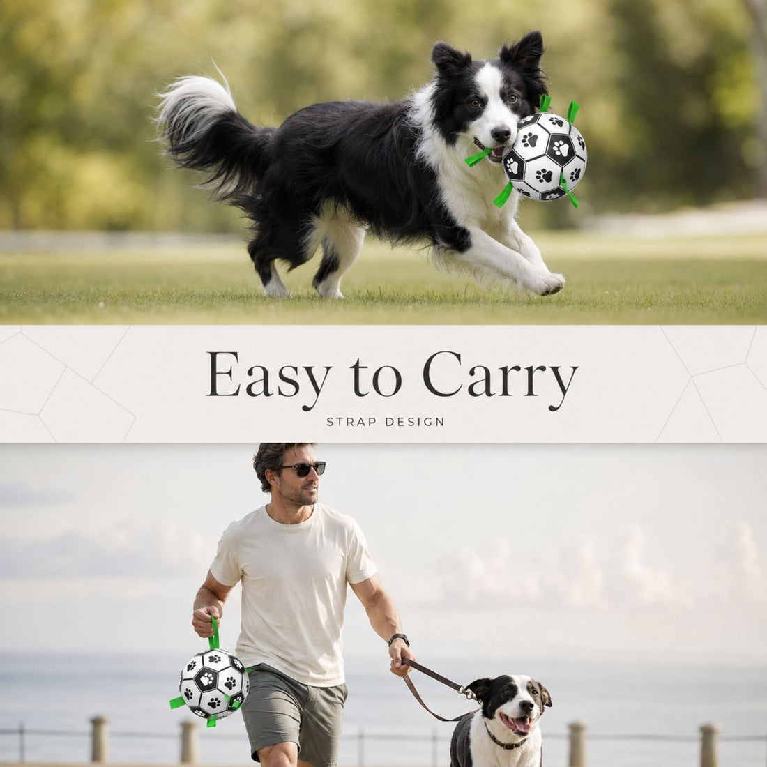 Dog Soccer Ball Toy with Straps for Fetch, Tug and Outdoor Play – Interactive Dog Ball