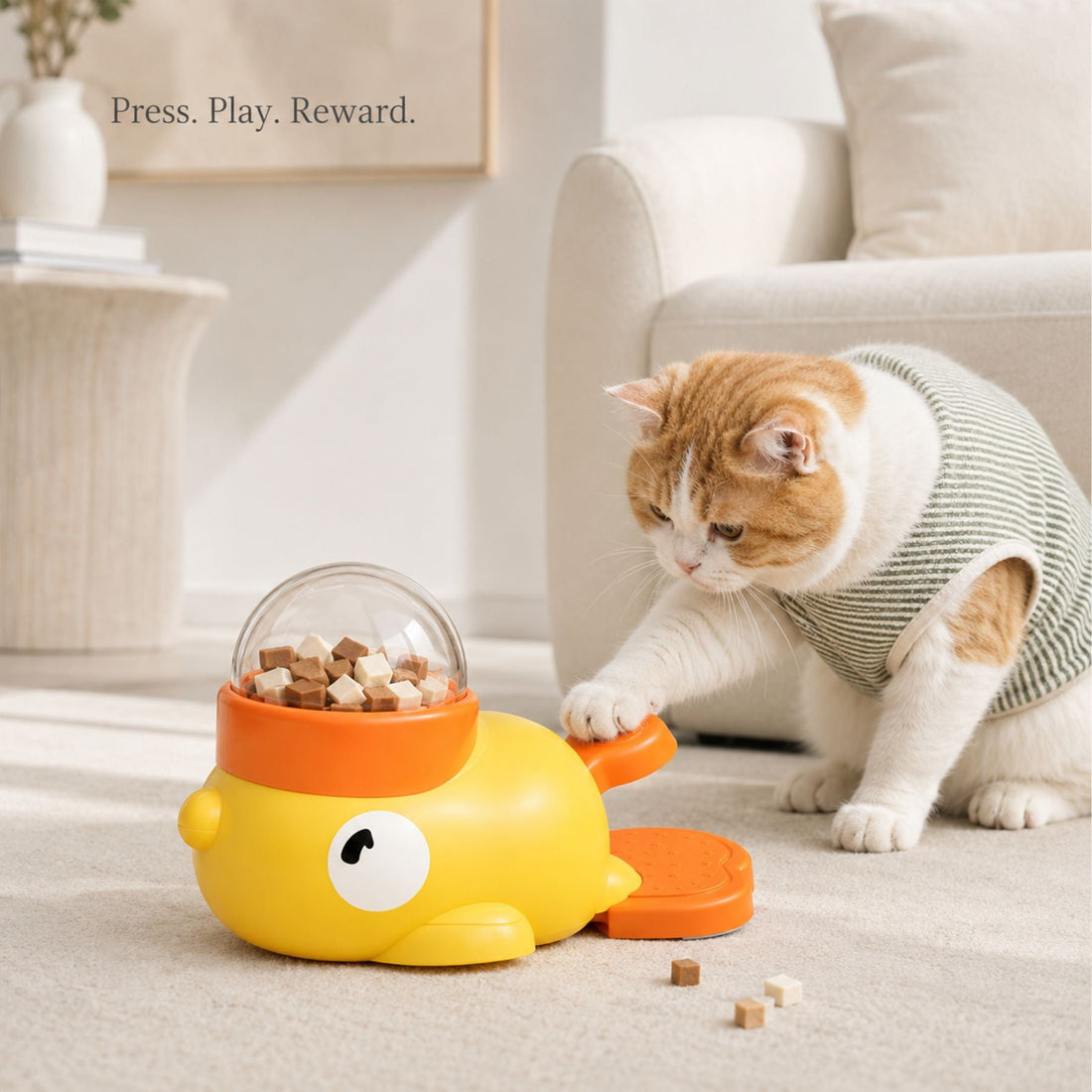 Duck-Shaped Dog and Cat Treat Dispenser Toy with Press Pedal – Interactive Slow Feeding Puzzle Feeder