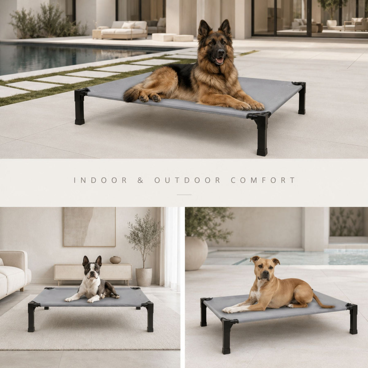 Elevated Cooling Dog and Cat Bed with Breathable Mesh and Metal Frame