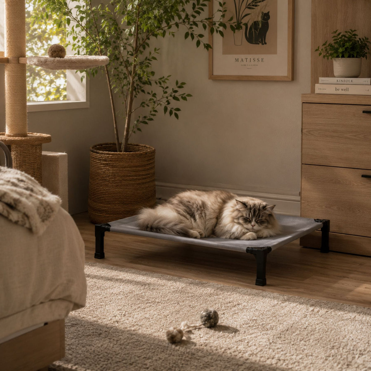 Elevated Cooling Dog and Cat Bed with Breathable Mesh and Metal Frame