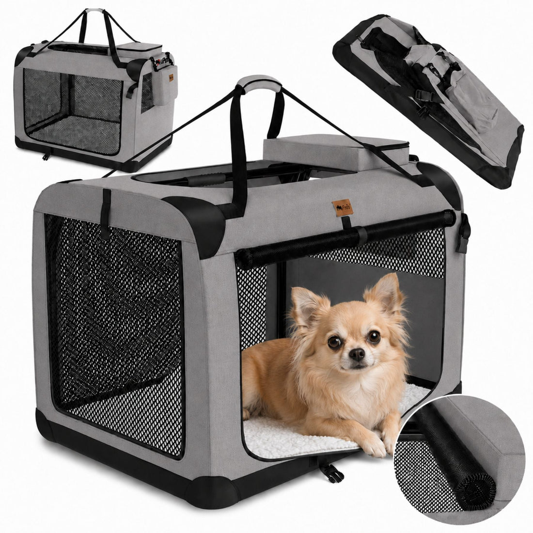 Foldable Dog and Cat Travel Crate & Soft-Sided Pet Carrier with Mesh Panels for Dogs and Cats
