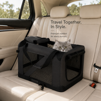 Foldable Dog and Cat Travel Crate & Soft-Sided Pet Carrier with Mesh Panels for Dogs and Cats