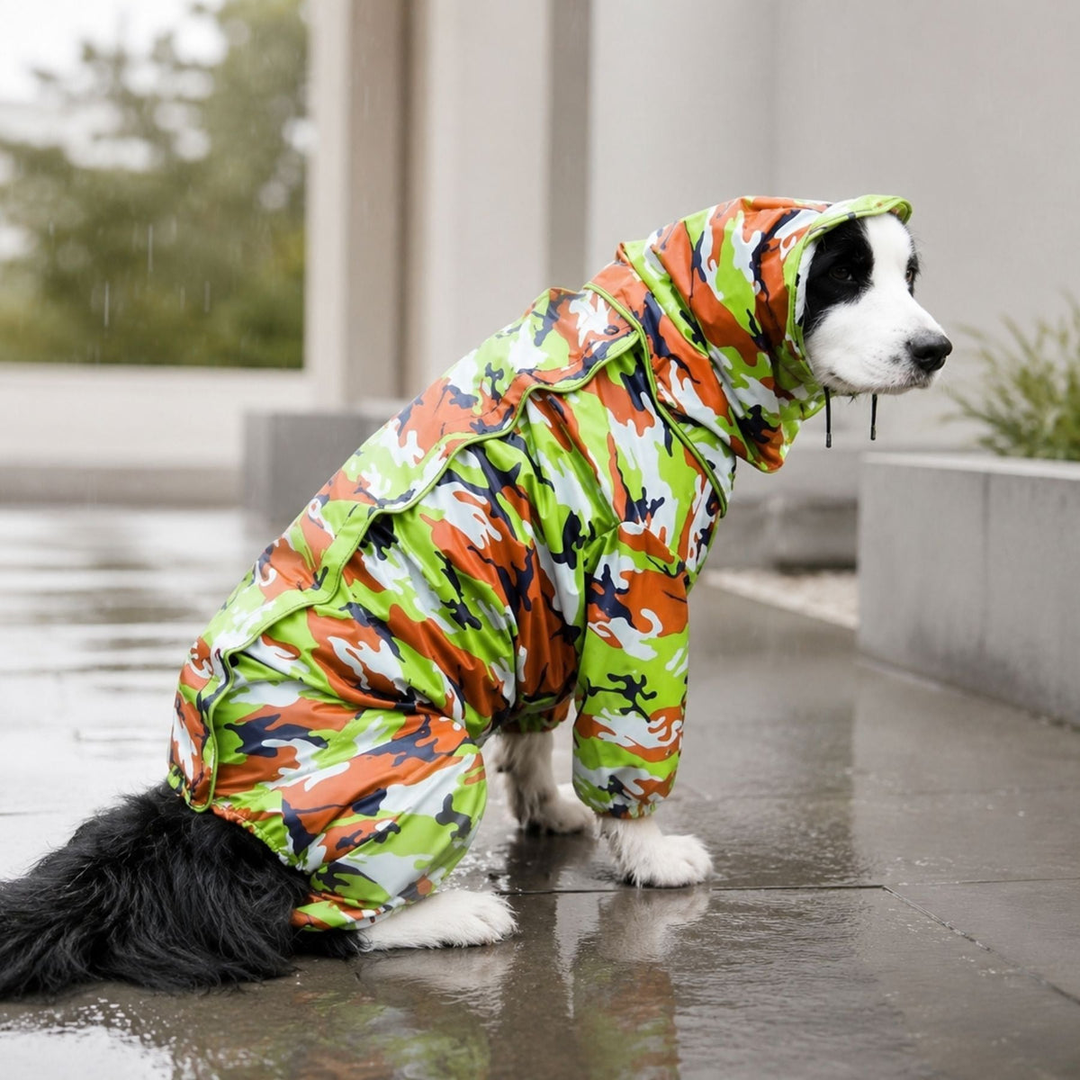 Full-Coverage Dog Raincoat with Hood and Leg Protection