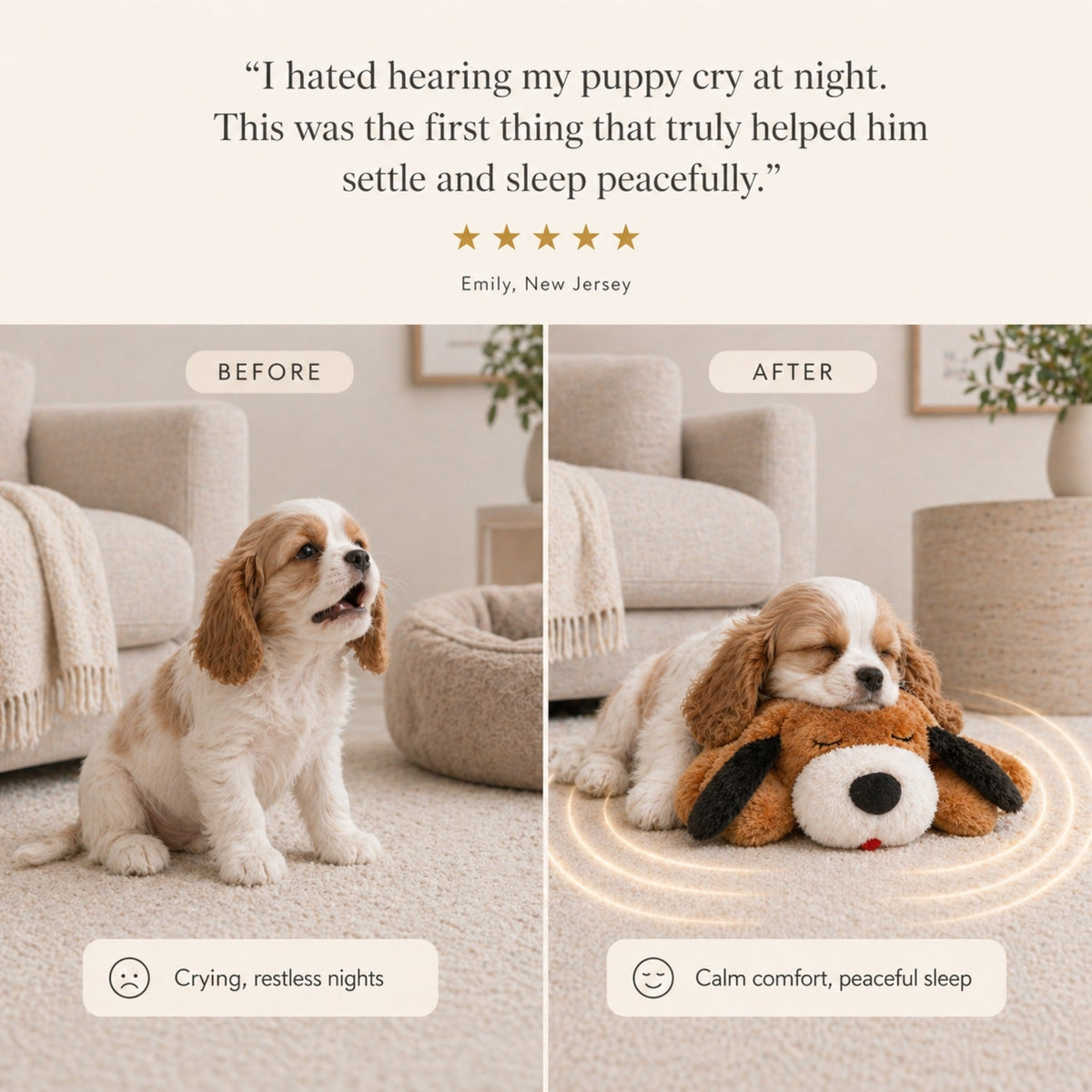 Heartbeat Plush Dog Toy for Puppies & Dogs – Soft Comfort Companion with Simulated Heartbeat for Relaxation & Sleep