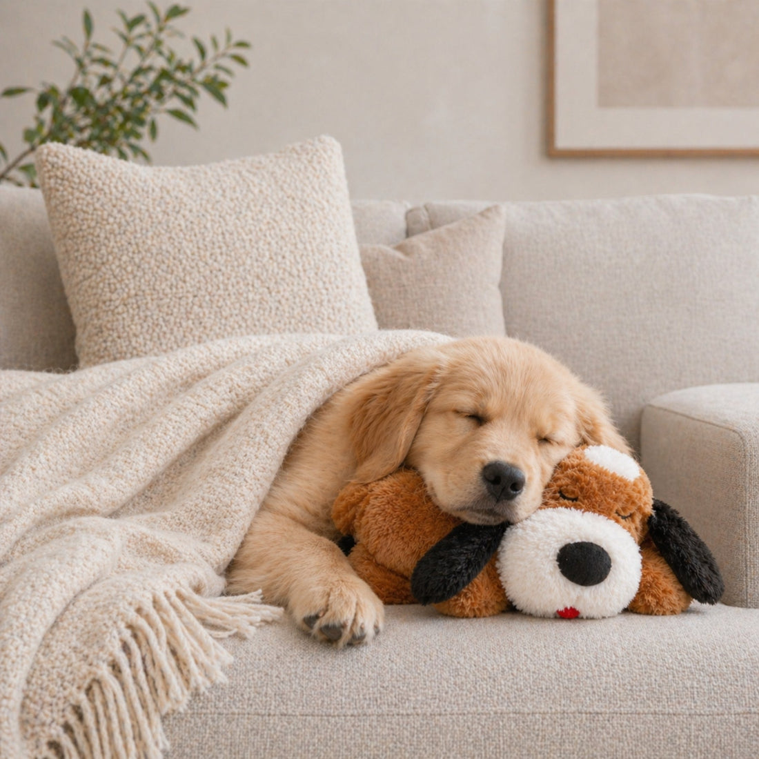 Heartbeat Plush Dog Toy for Puppies & Dogs – Soft Comfort Companion with Simulated Heartbeat for Relaxation & Sleep
