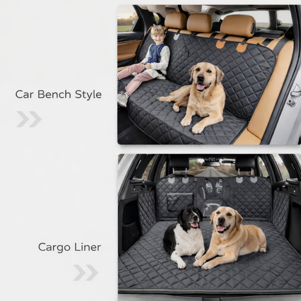 Quilted Dog Car Seat Cover Hammock for Back Seat