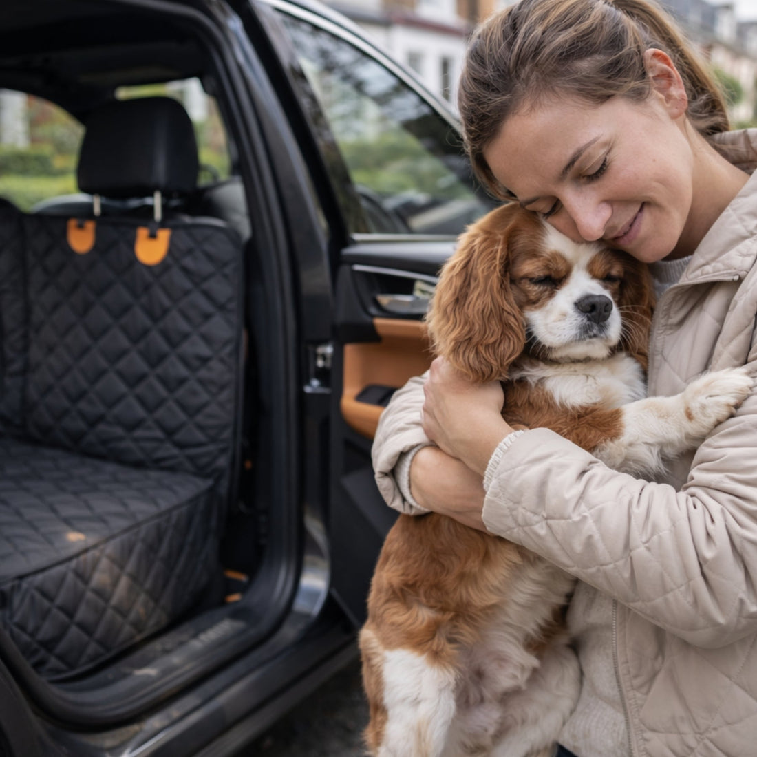 Quilted Dog Car Seat Cover Hammock for Back Seat