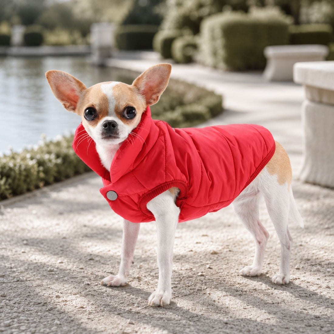 Quilted Fleece-Lined Dog Winter Vest with D-Ring
