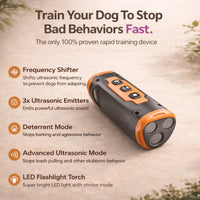 Rechargeable Ultrasonic Dog Training Device with LED Flashlight – Portable Anti Bark Deterrent