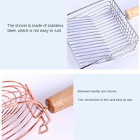Stainless Steel Cat Litter Scoop with Wooden Handle