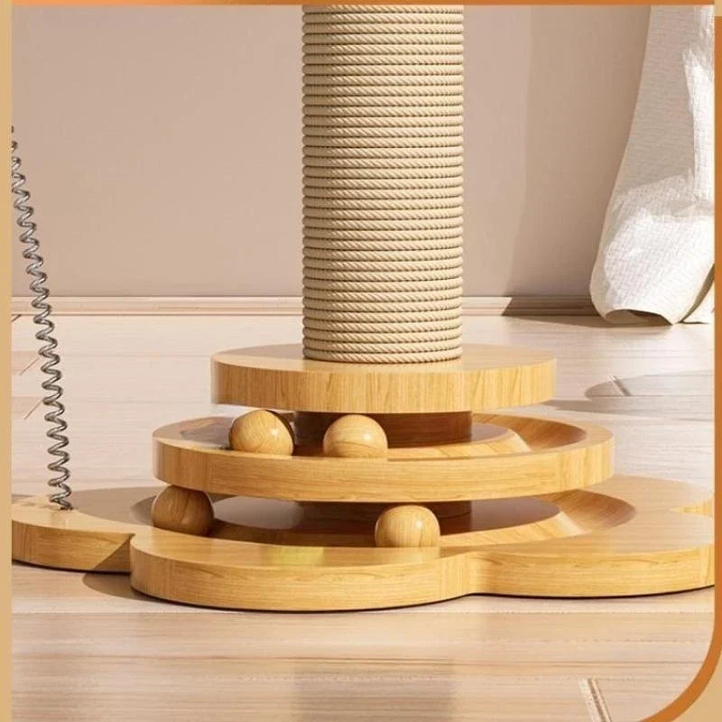 Solid Wood Cat Turntable & Scratching Tower