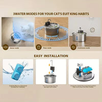PureFlow Wireless Stainless Steel Pet Water Fountain