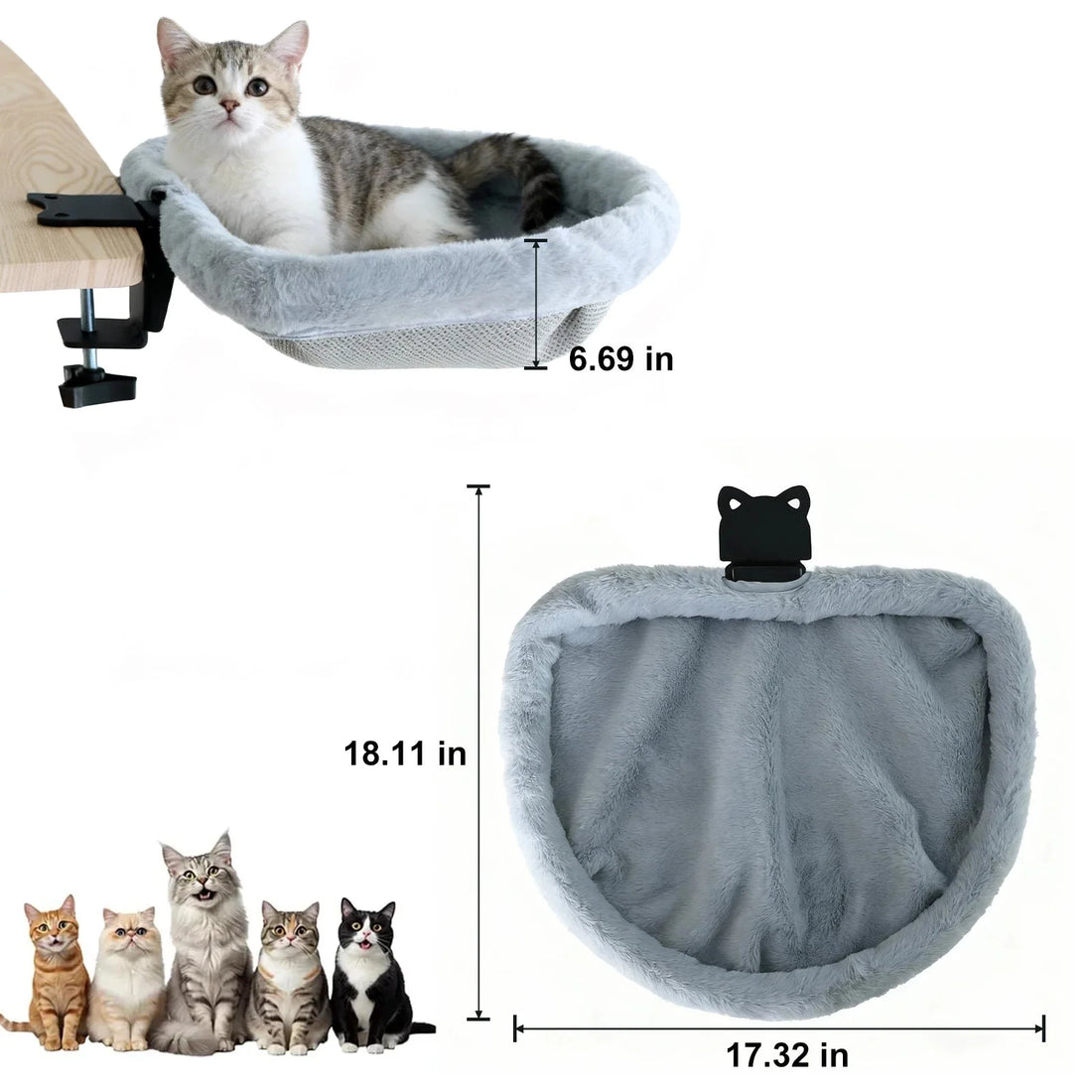 DeskPurr - Foldable Cat Desk Bed & Hammock