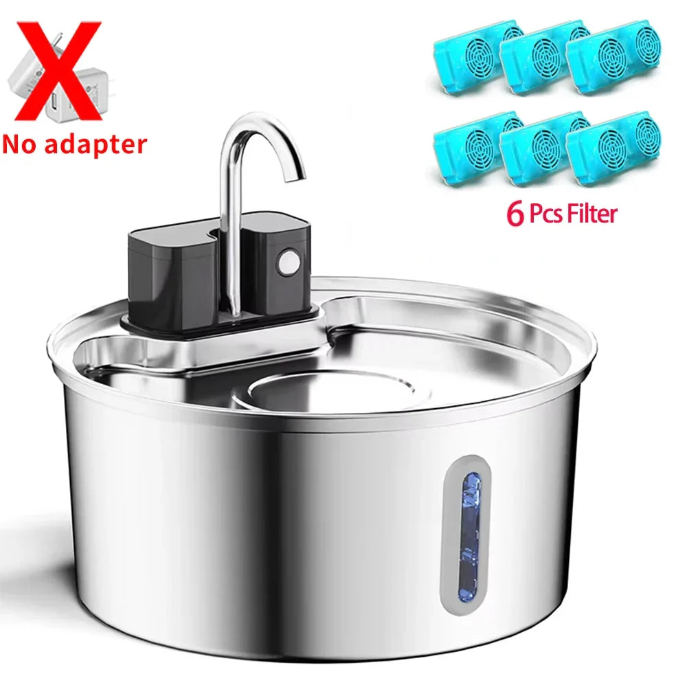 PureFlow Wireless Stainless Steel Pet Water Fountain
