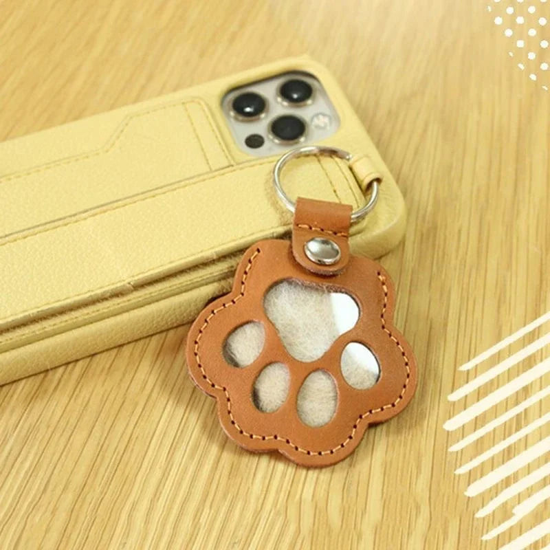 Cat Memorial Leather Hair Storage Keychain