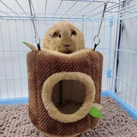 Tree Stump Shape Hammock – Warm Cotton Pet House for Small Animals