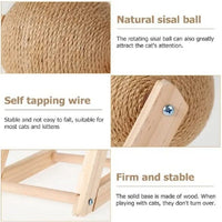Cat Scratching Ball Toy with 360° Spinning Ball & Sturdy Wood Base