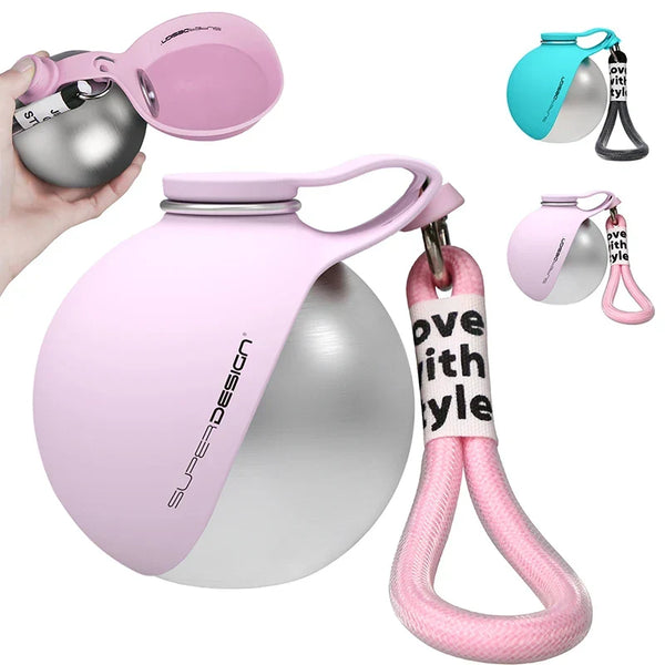 HydraPaw 2-in-1 Stainless Steel Pet Water Bottle Bowl | Portable Leak-Proof Dog Travel Kettle