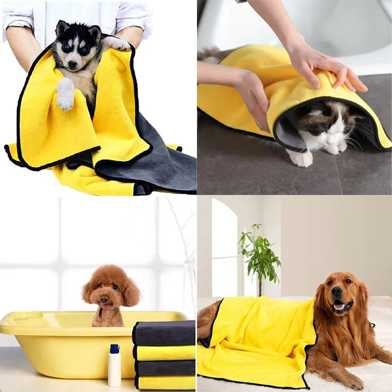 Quick Drying Dog & Cat Towels - Soft, Absorbent Fiber Towels