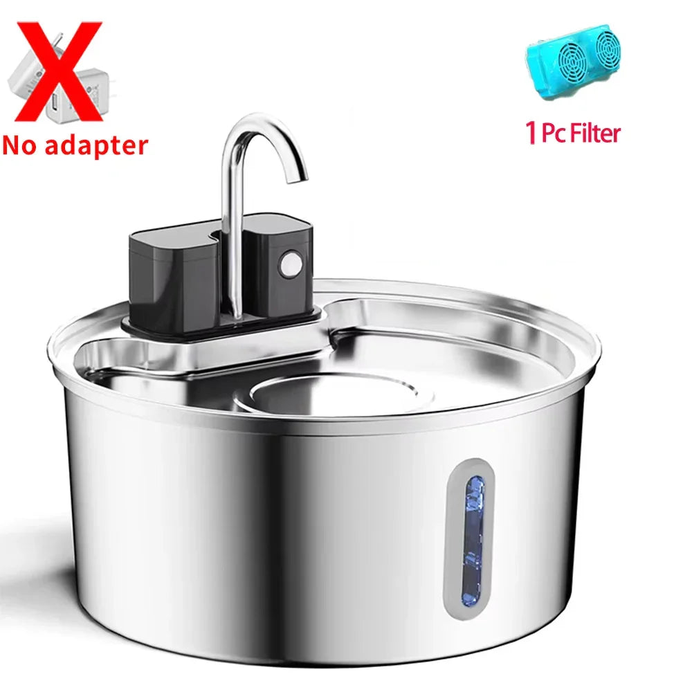 PureFlow Wireless Stainless Steel Pet Water Fountain