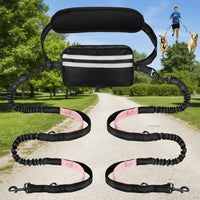 RunMate Reflective Hands-Free Dog Running Leash with Waist Belt & Storage Pouch