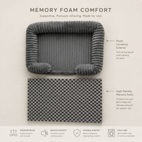 Dog Bed Supportive Memory Foam – Plush Calming Pet Sofa with Removable Washable Cover and Non-Slip Base for Small Medium Large Dogs